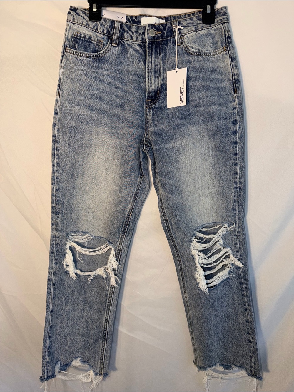 Vervet Distressed Mom Rigid High Rise Jeans